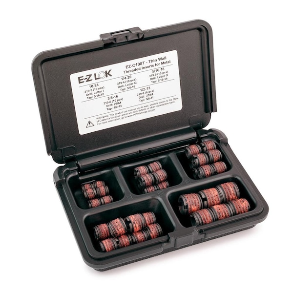 E-Z Lok Threaded Insert Assortment Kit for Metal - Thin Wall - Carbon Steel - 10-24 to 1/2-13 EZ-C108T - main